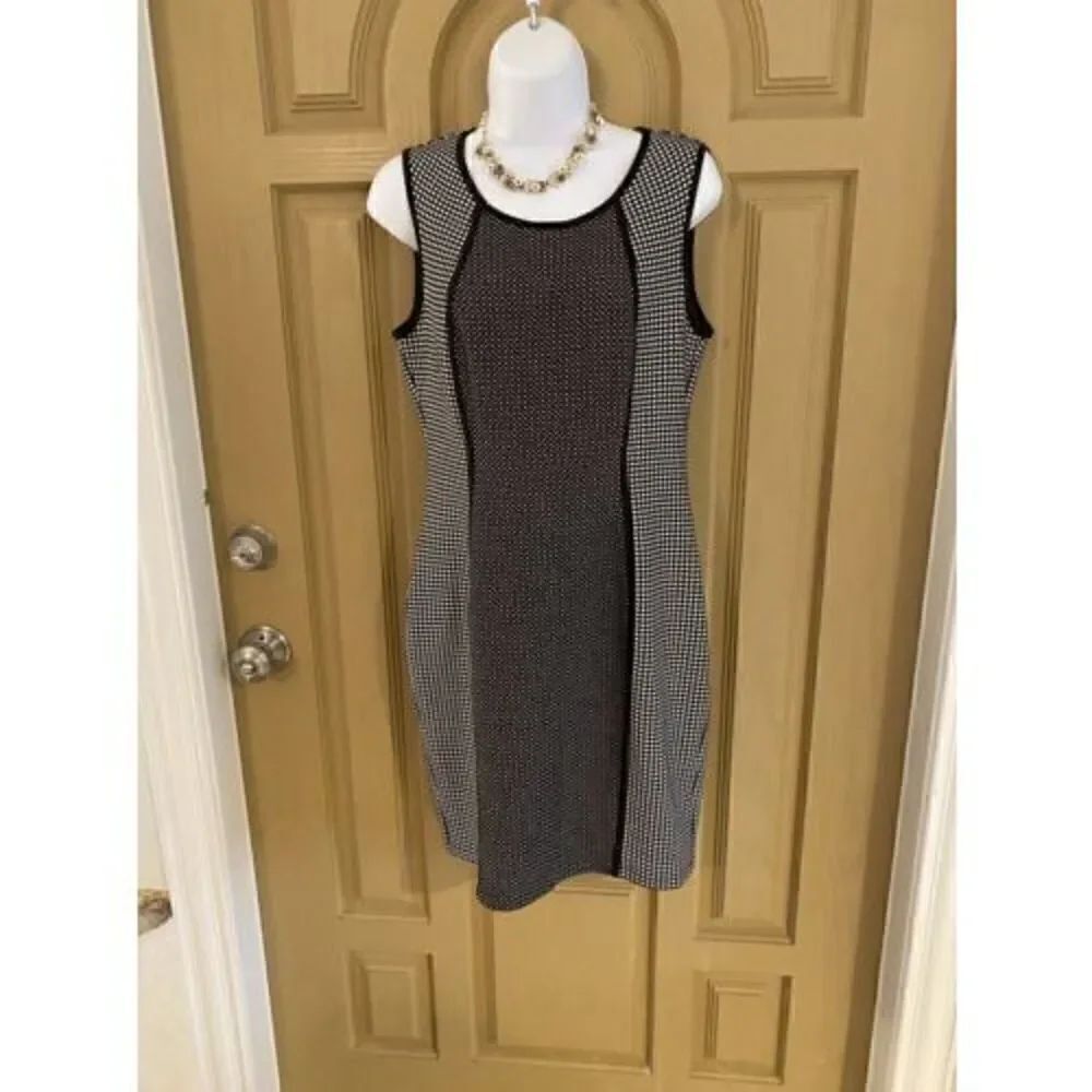 BAILEY 44 Sleeveless Black Tan Check Check Rayon Blend  Dress Size M